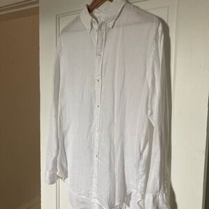 Polo by Ralph Lauren white oversized linen button-down shirt in large
